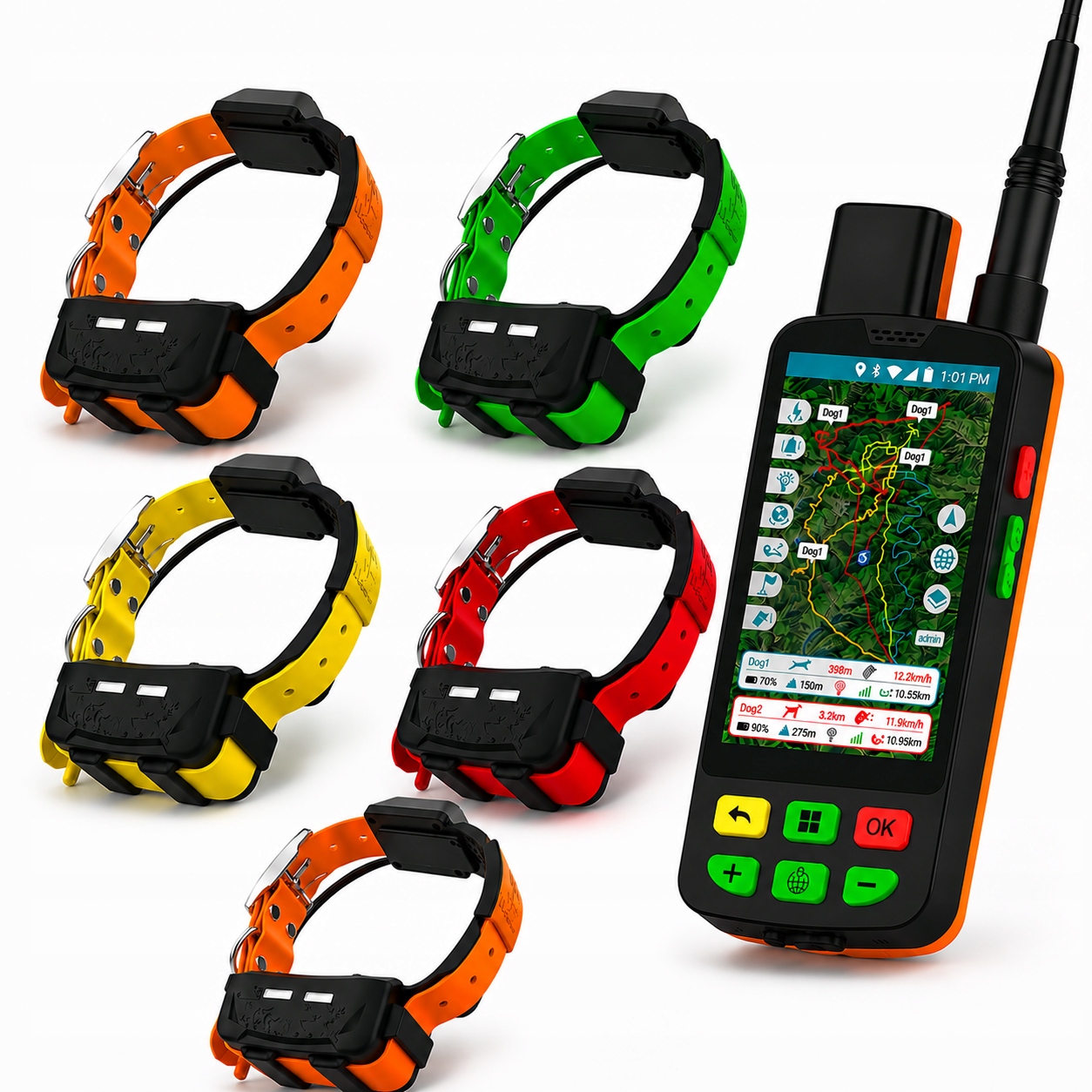 Gps lokátor eSEEK sada 5 obojků bez omezení dosahu VHF-4G