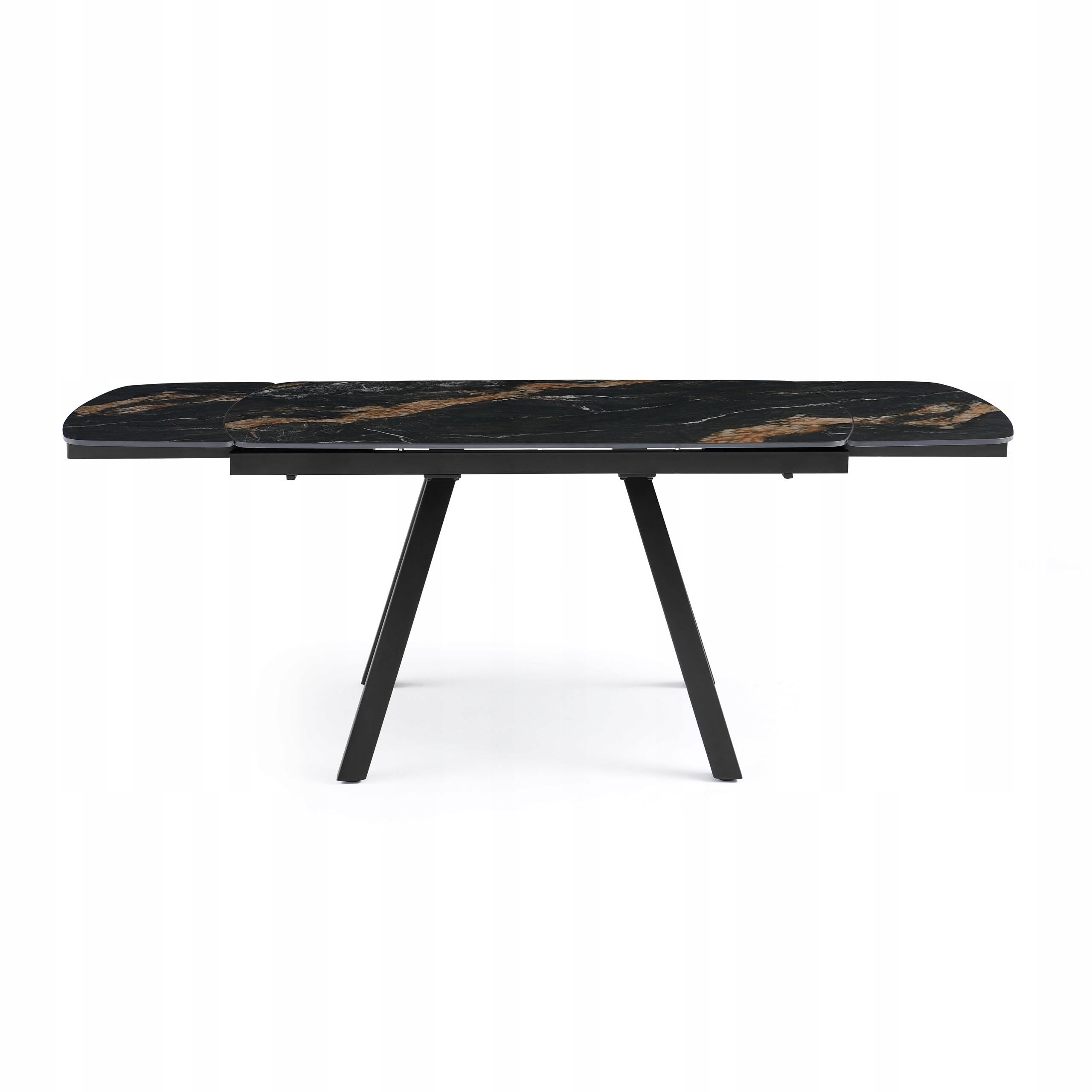Stół Do Jadalni Ceramiczny 140-210x90 cm Stylowy Rozkładany Marmur Czarny