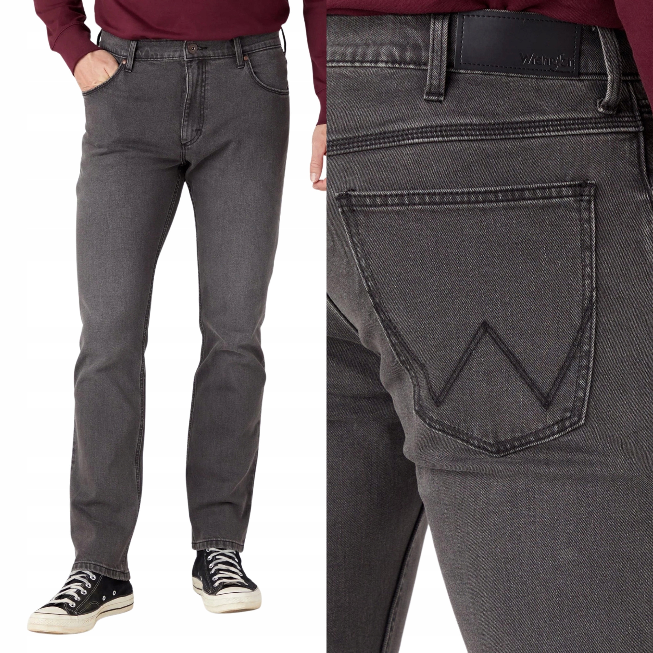 Wrangler kalhoty Straight dark Gray jeans Regular W42 L32