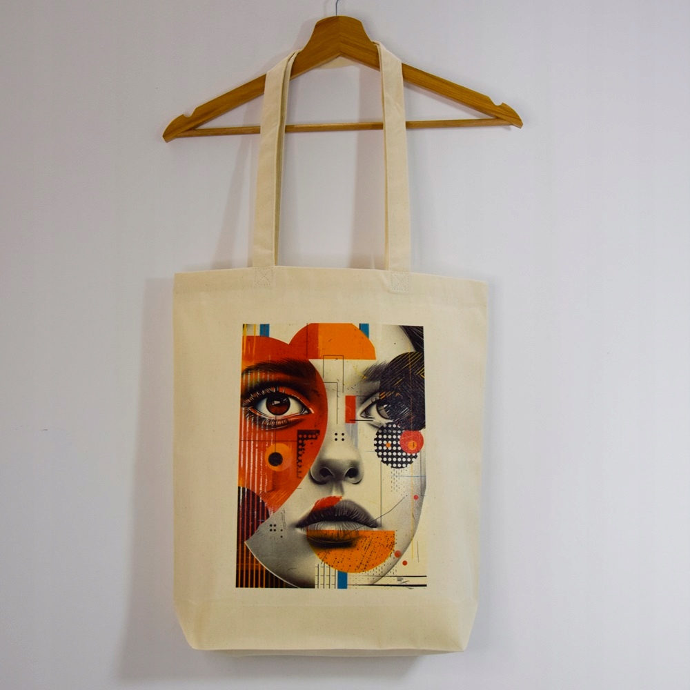 TORBA bawełniana 220g ecru z nadrukiem ABSTRAKCJA idealna na uczelnie Model ABSTRAKCJA 4