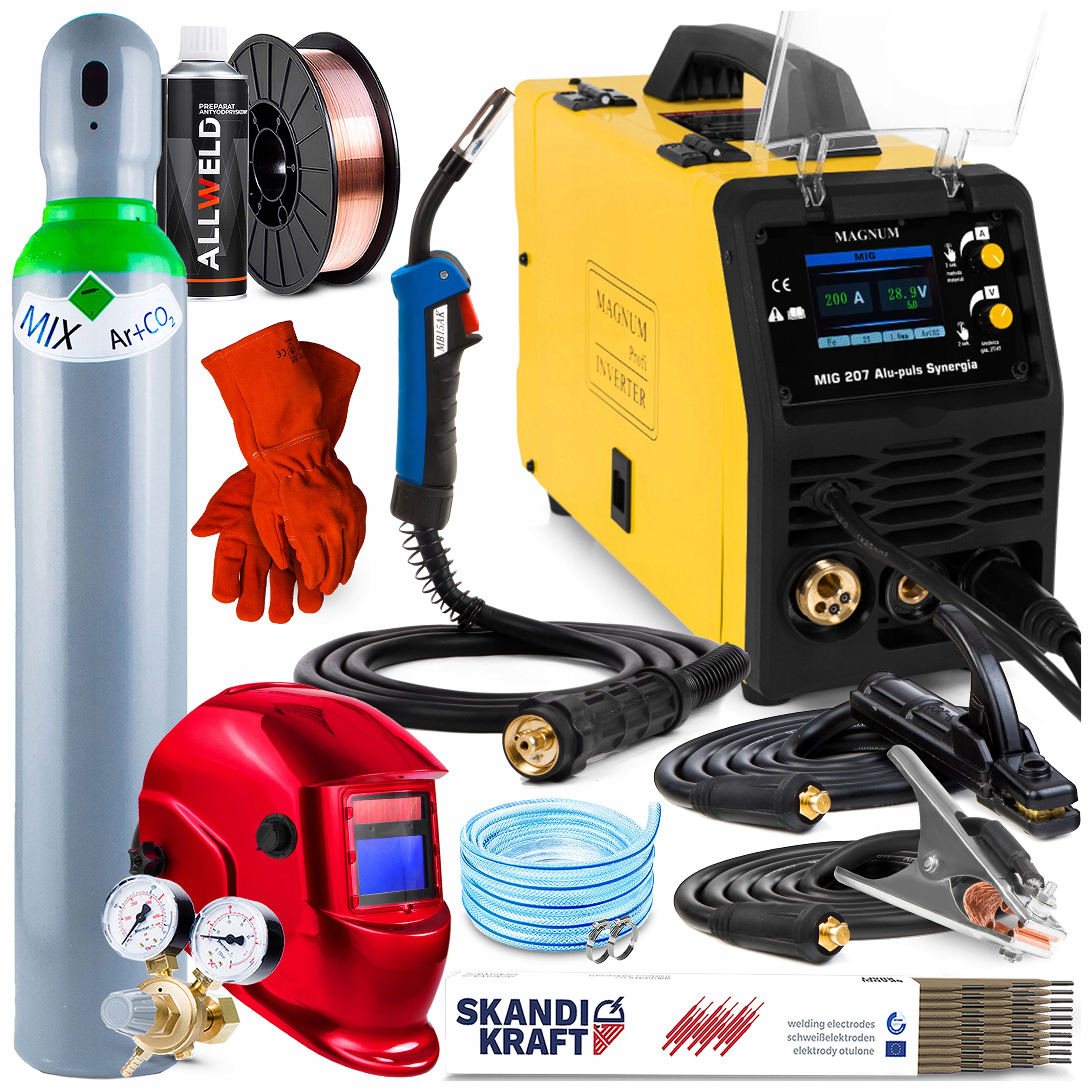 Poloautomatický Svařovací Stroj Magnum Mig 207 Hliníkový Puls Synergie Mma 230V 200A