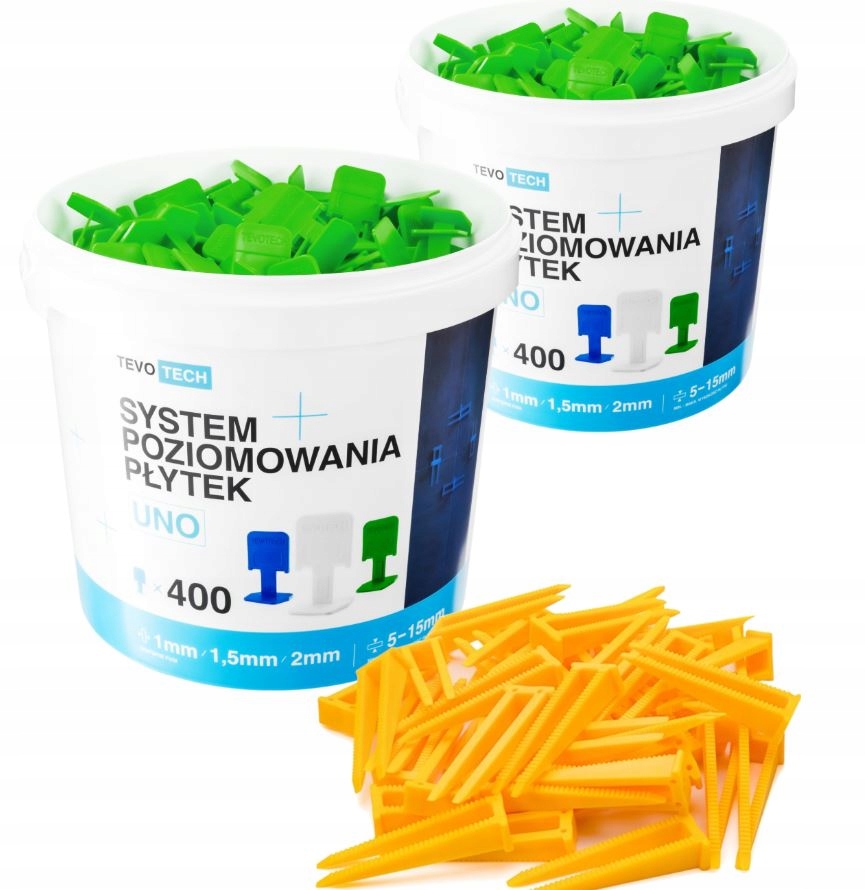 Systém vyrovnávání dlaždic Tevotech 800 klipů 200 klínů, spárovací hmota 2,0 mm