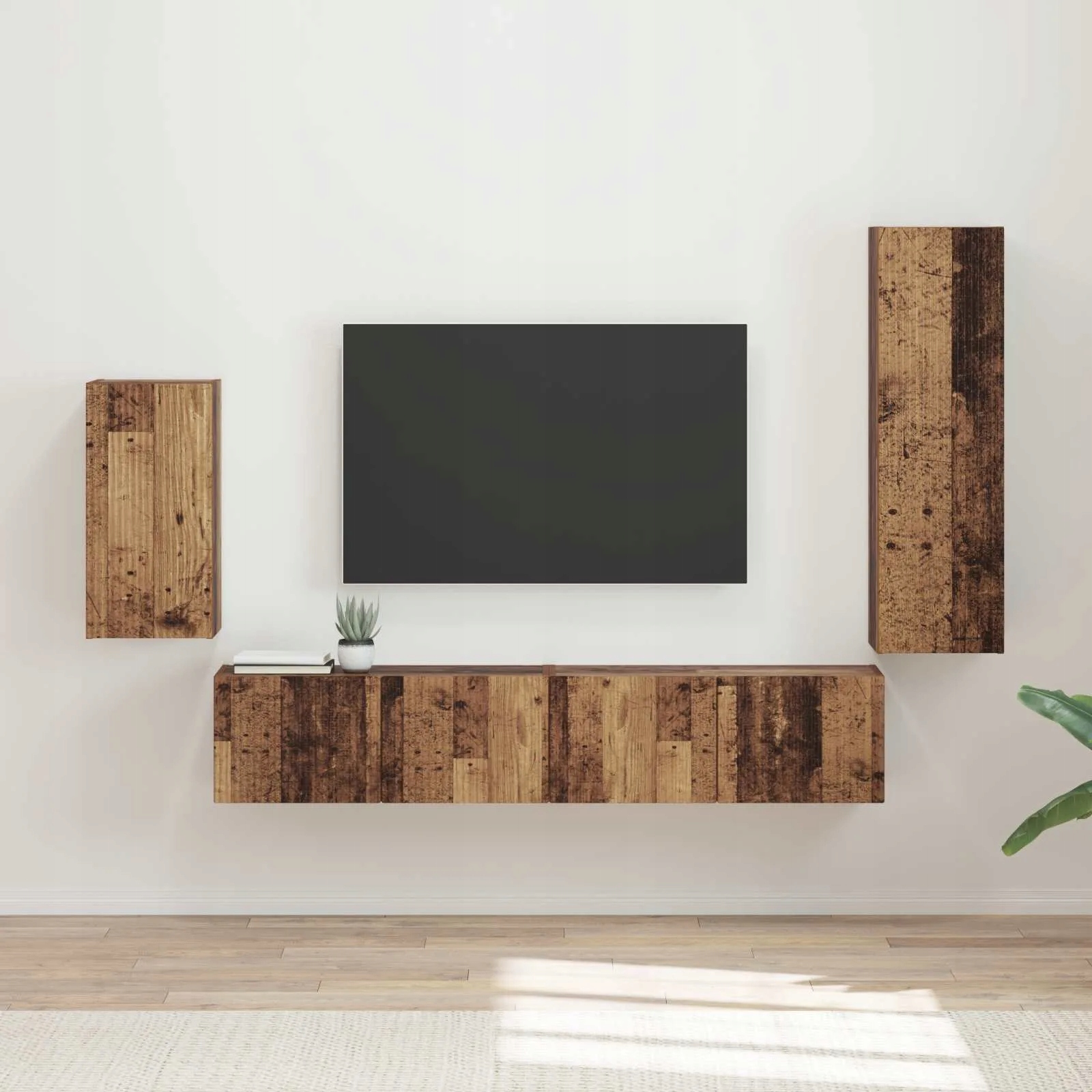 vidaXL Zestaw szafek Rtv 4 pcs Stare drewno Materiał drewnopochodny