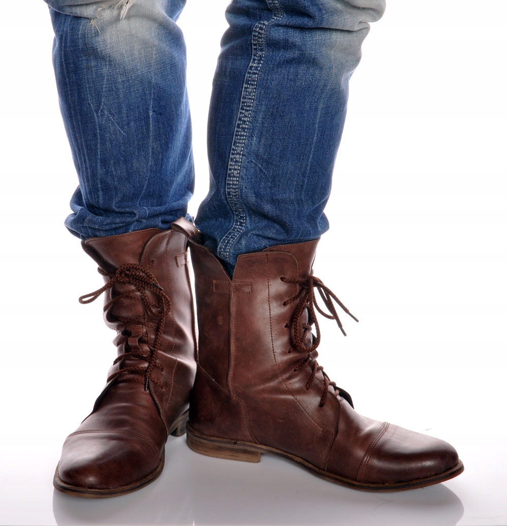 BUTY BULLET za kostką WYWIJANE brąz SKÓRA SZTYBLETY trzewiki CASUAL MEN 40 Kod producenta 152040