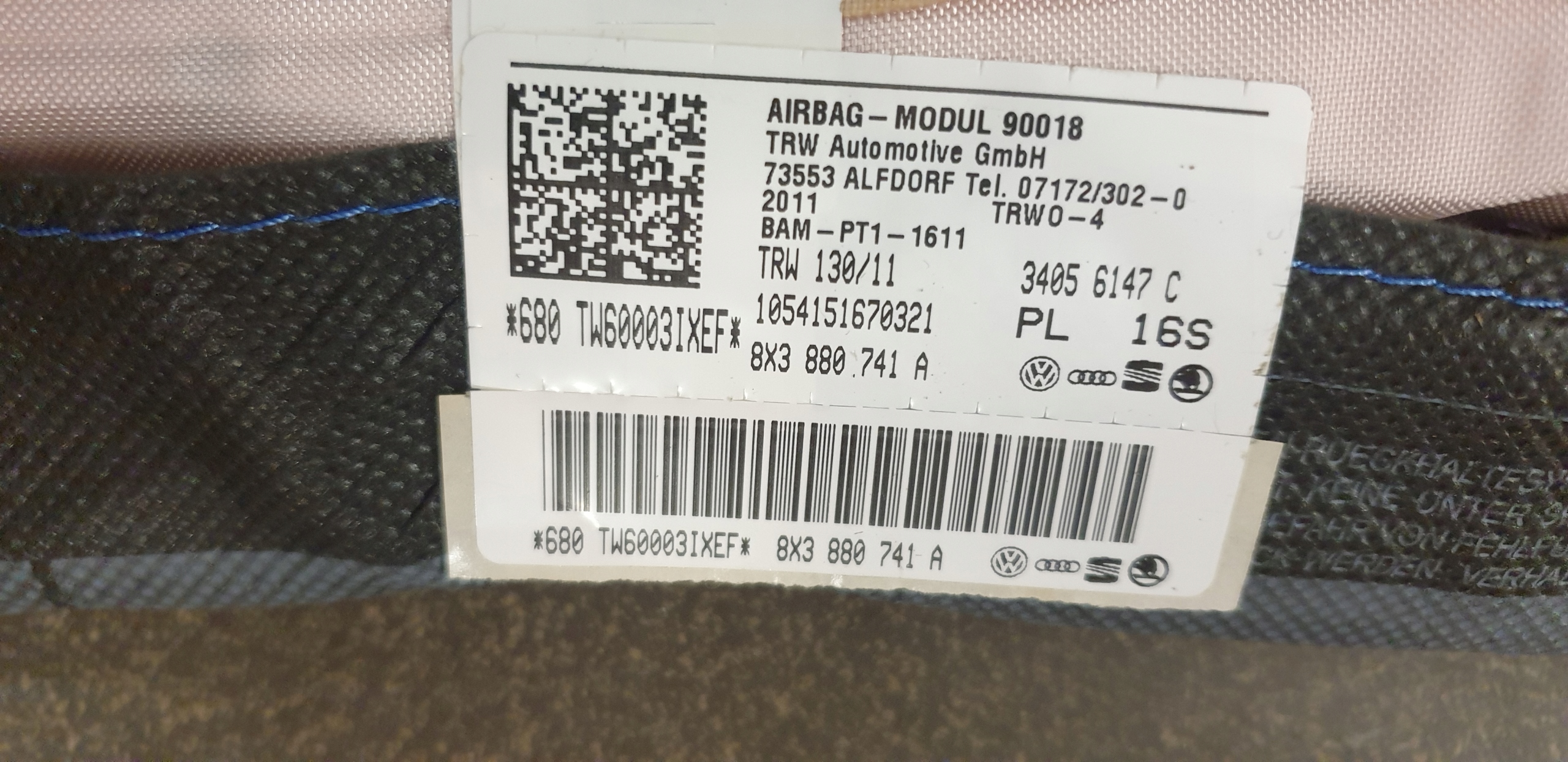 Dachvorhang Airbag Seitlich AUDI A1 8X 3D 2010