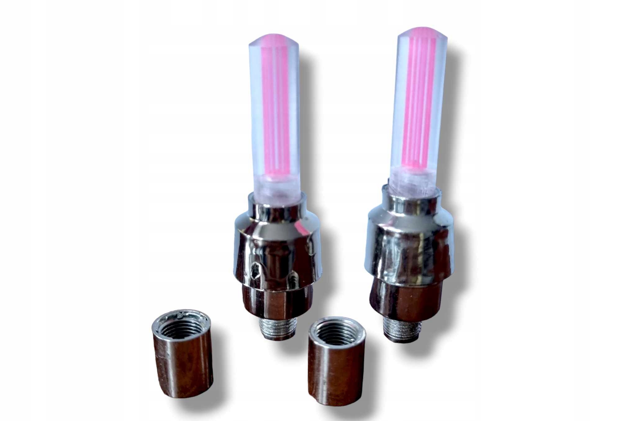 ŚWIECĄCE WENTYLE- NAKRETKI/ZAWORKI -WENTYLKI 2 SZT LED RÓŻOWE