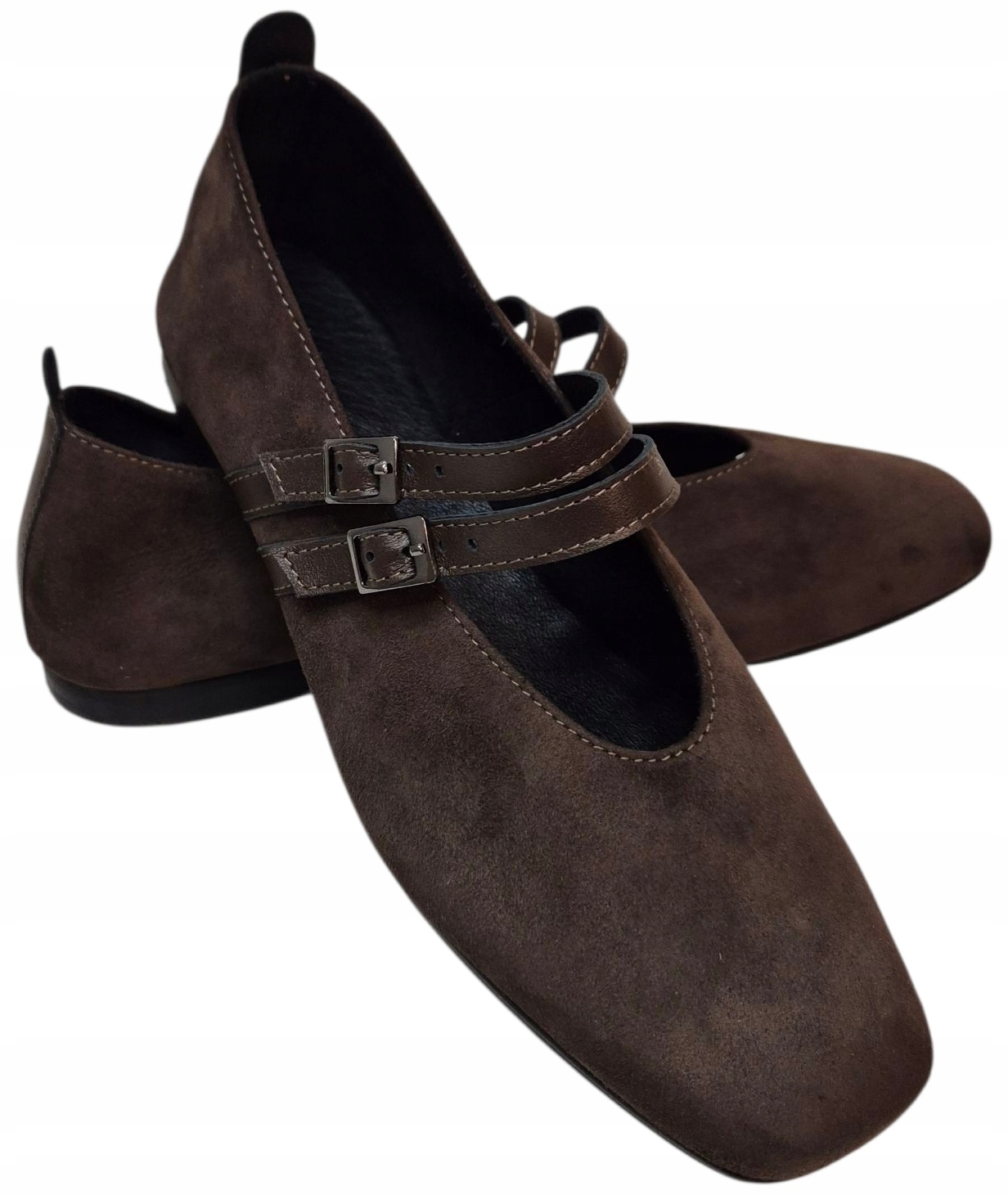 Fabio Fabrizi 2220-2/4 Czekoladowe baleriny-baletki skóra zamsz roz.39