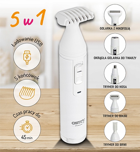 Golarka foliowa CR 2935 z trymerem - zestaw 5 w 1 do ciała