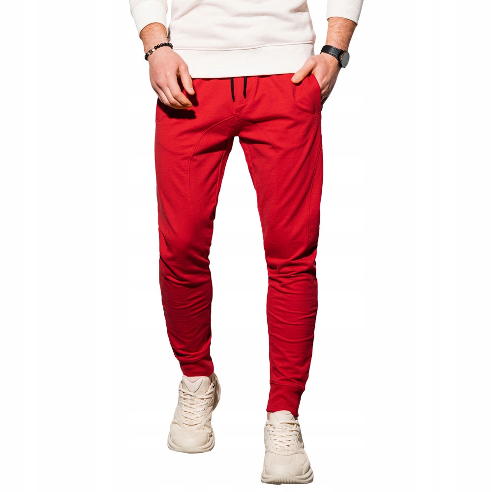 

Spodnie męskie dresowe joggery P952 czerwone XL