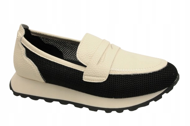 Sportovní polobotky Mokasíny 025-00594BK 41 Béžová černá síťovina Kůže