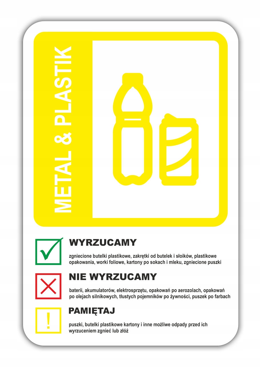 

Naklejka Kosz Segregacja odpadów Plastik 30cm