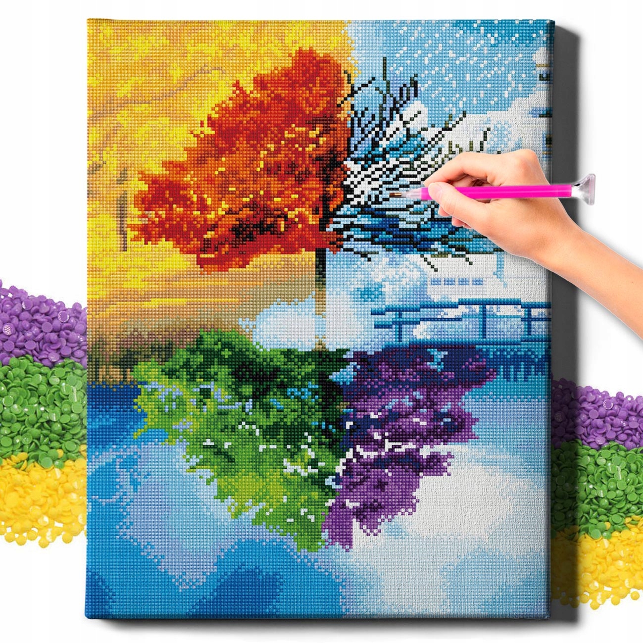 Diamond Painting 5D s Ramou Výšivka Diamantová Velká Krajina Mozaika 40x50 cm