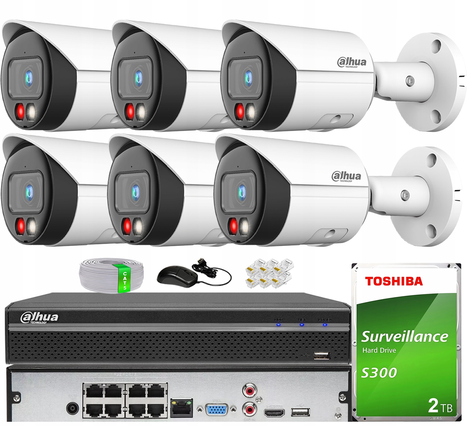 Sada pro monitorování Ip 6x Kamera IPC-HFW2849S-S-IL-0280B WizSense Dahua