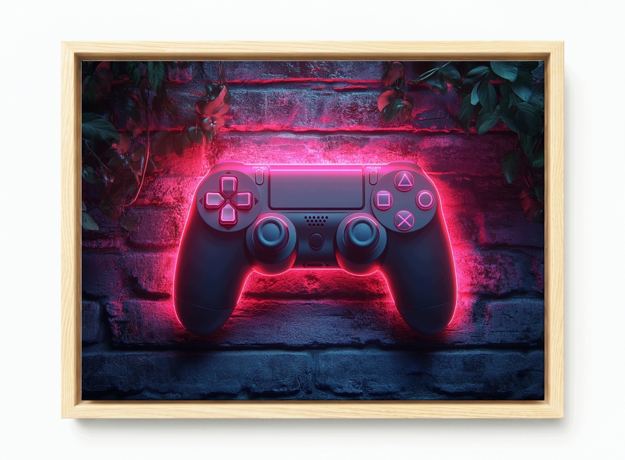Obraz Rám American Box Pad Kontroler Gaming Game Konzola Neon Cihla 60x40