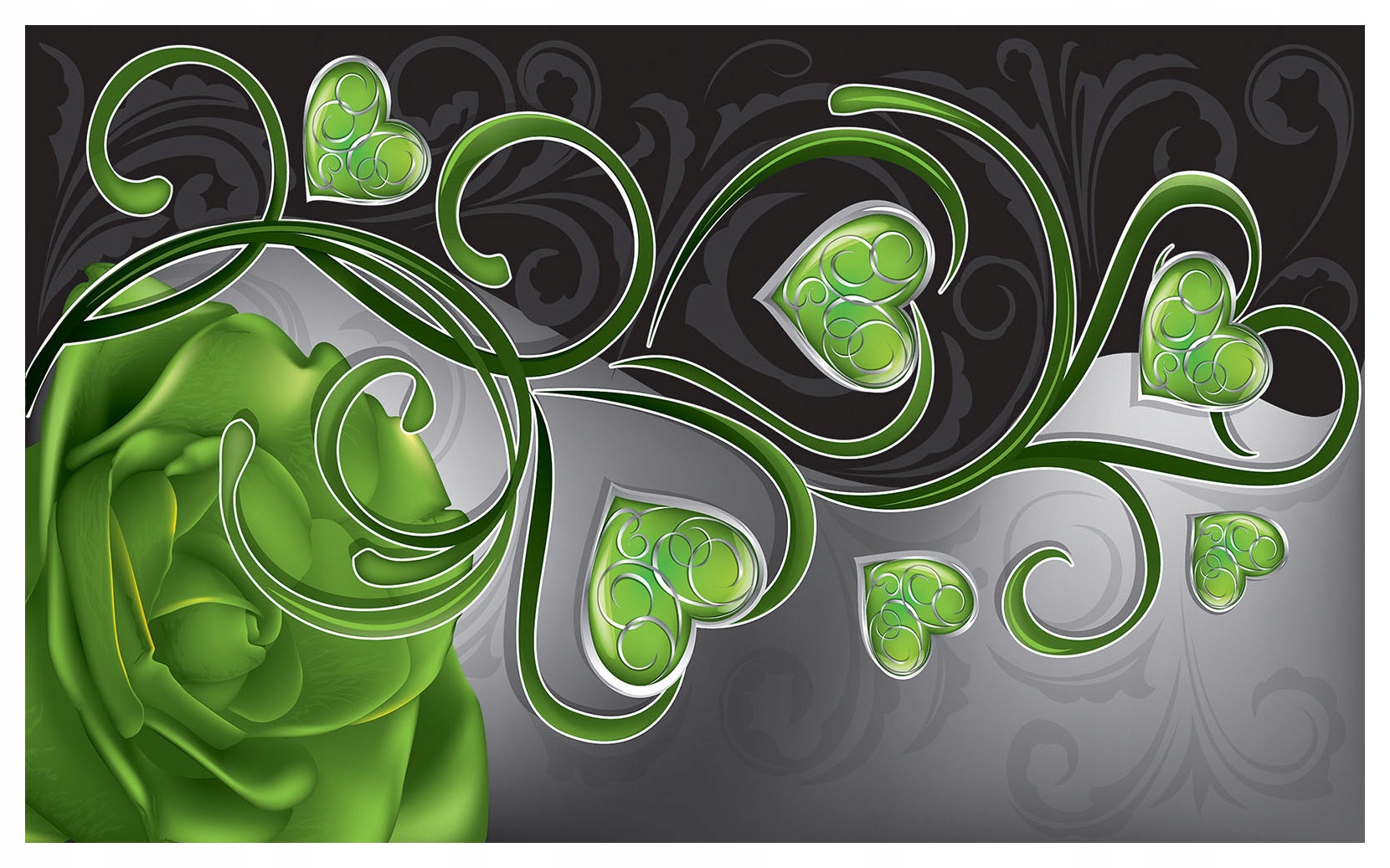 Vliesová fototapeta Zelené růže na šedém pozadí 300x210 lepidlo