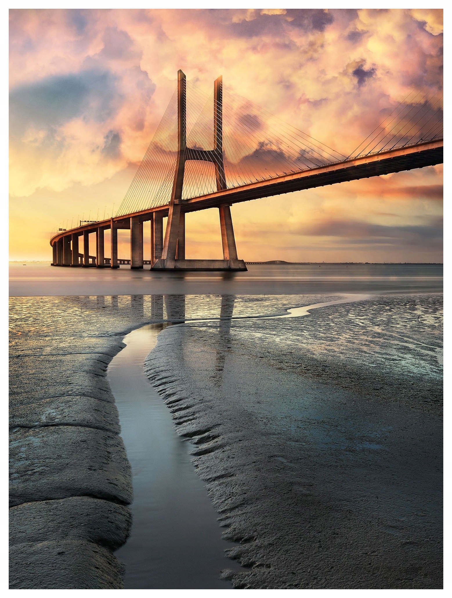 Fototapeta Most za úsvitu vinylová harmónia farieb 184x254 lepidlo