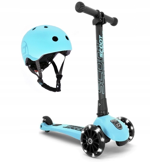 Zestaw Scootandride Kask+Highwaykick 3 Led hulajnoga składana 3+ Blueberry