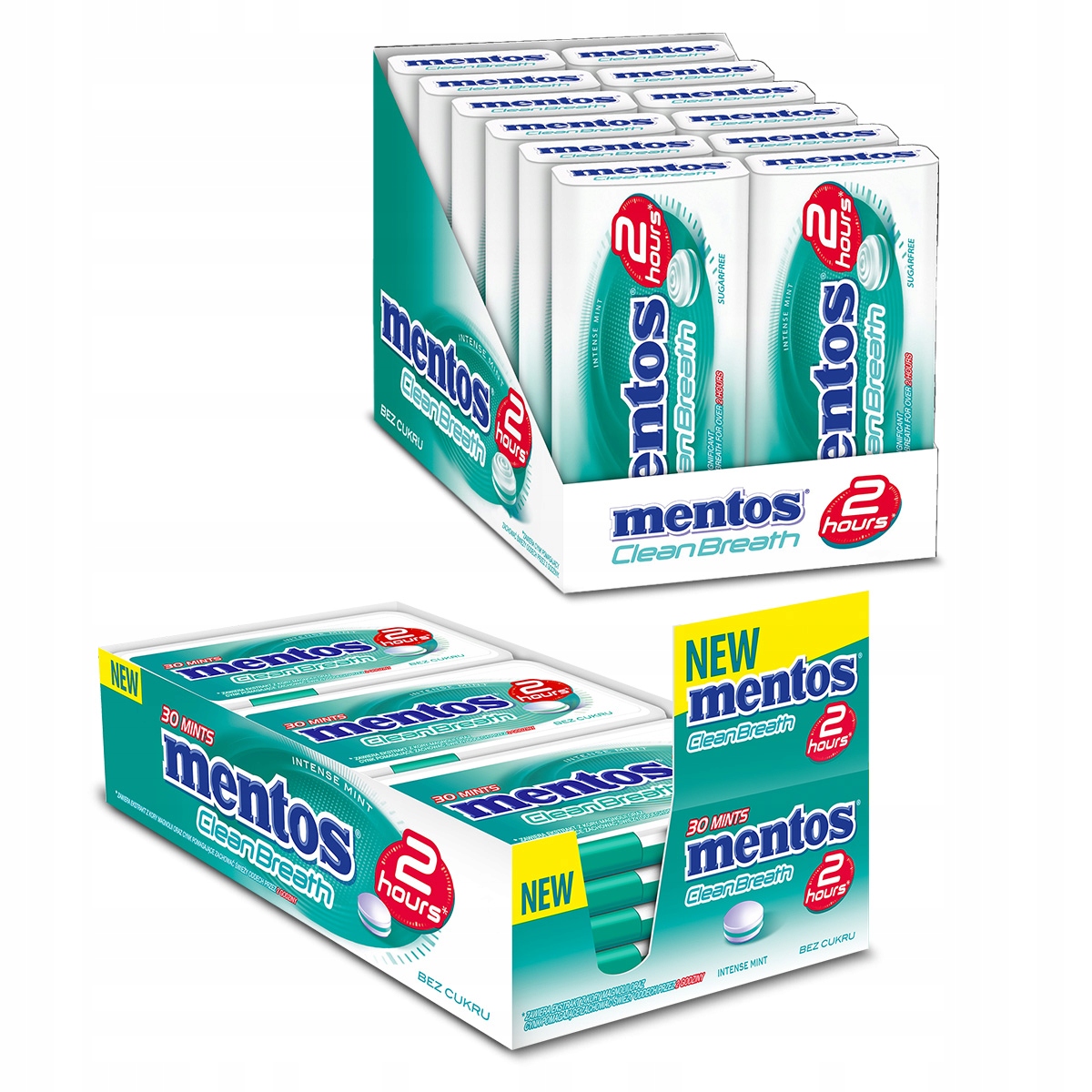 Mentos Clean Breath Intense Mint cukierki draże bez cukru 12x21g 12x35g