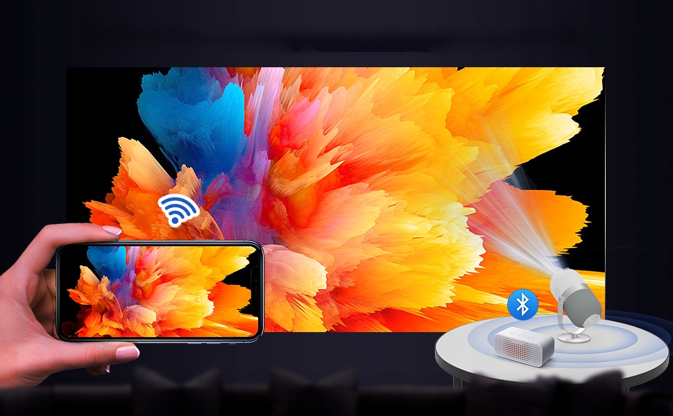 MINI PROJEKTOR OBROTOWY 360 ANDROID WiFi PRZENOŚNY RZUTNIK FULL HD USB HDMI Kontrast (x:1) 3000