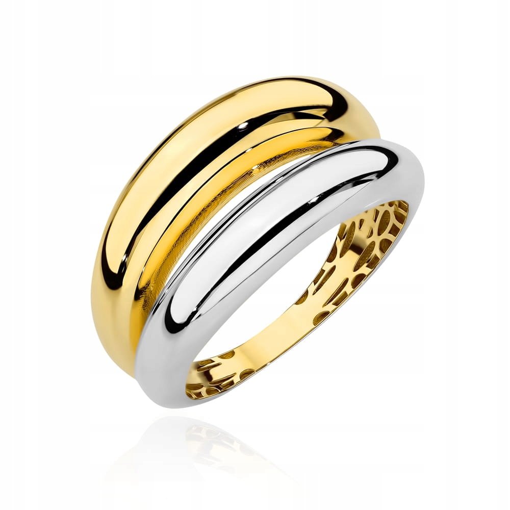 Moderní 14kt prstýnek ze zlata 585 Dvě barvy 20r bez zirkonu 3.21g