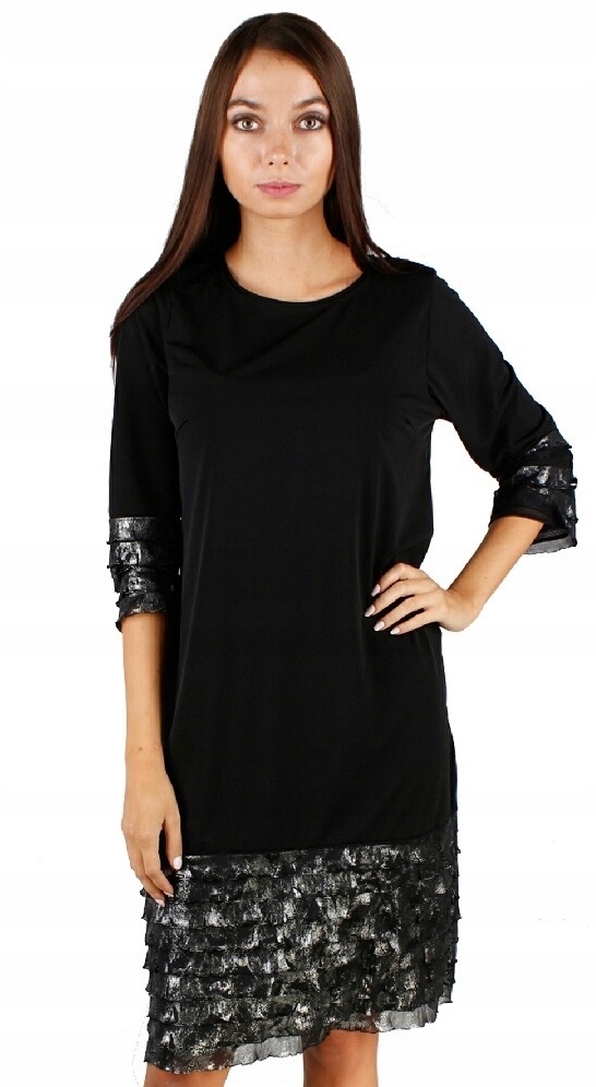 

Sukienki Damskie na Wesele Czarna Plus Size Extra