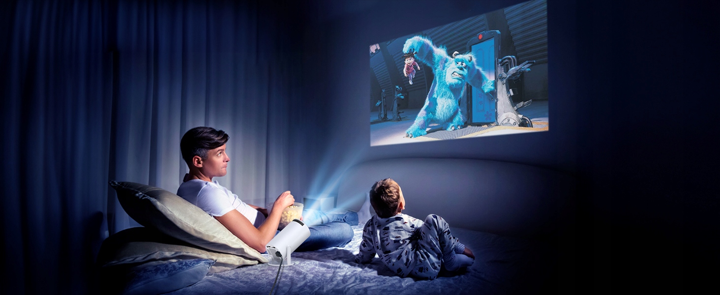 OBROTOWY MINI PROJEKTOR RZUTNIK FULL HD ANDROID TV WIFI POLSKIE MENU +PILOT Marka inna