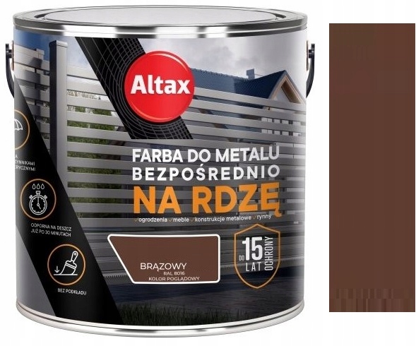 Altax Farba Do Metalu Na Rdzę Brąz Półmat Ral 8016 2.5L