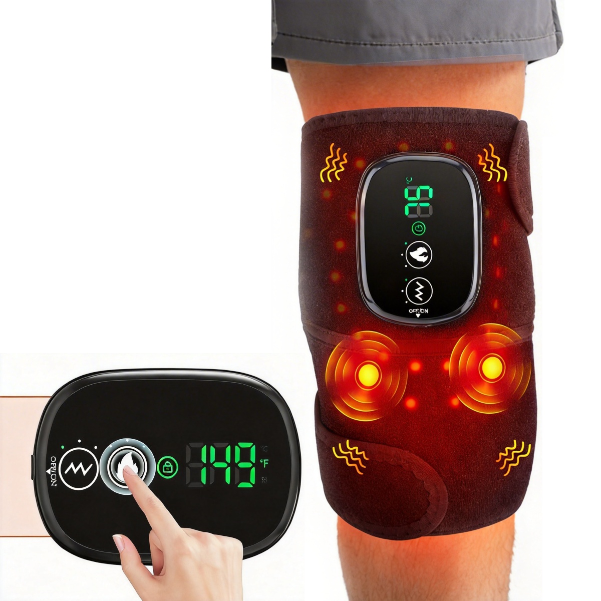 Masażer Kolan Elektryczny Z Ogrzewaniem Wibracjami Do Kolan Łokcia 5000mAh