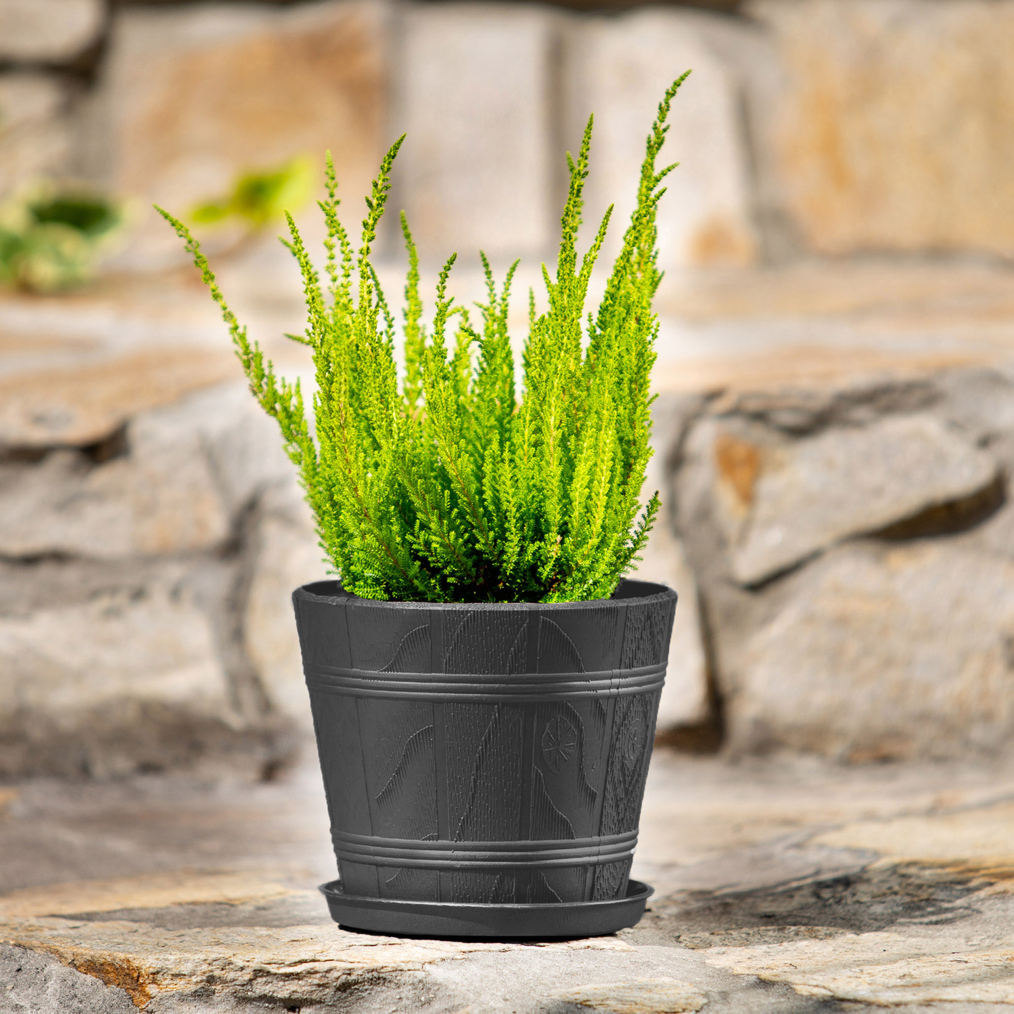 DONICZKA OSŁONKA DONICA Z PODSTAWKĄ GRAFIT 38cm Kod producenta K3052