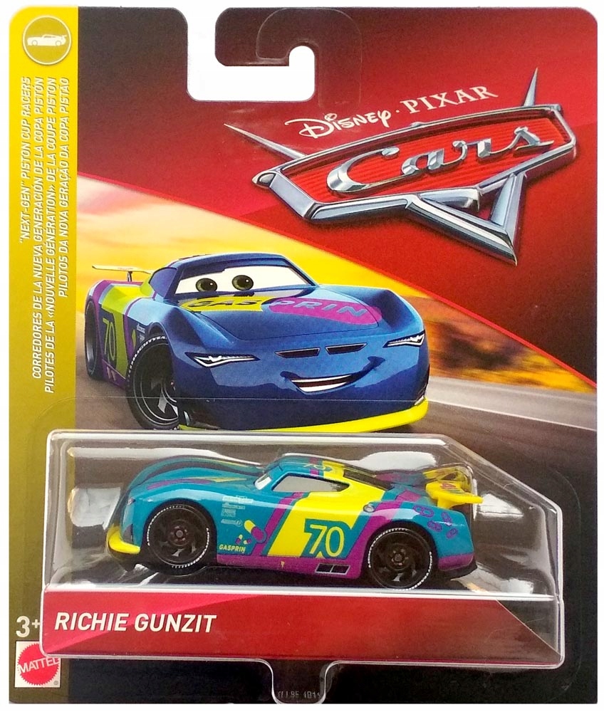 

Mattel Cars Auta Richie Gunzit #70 Gasprin 1:55 No