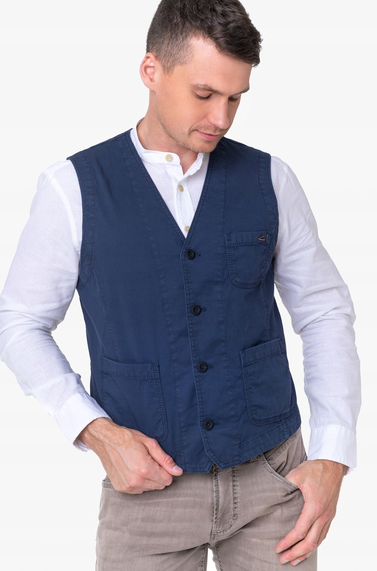 Camel Active Tmavě Modrá Elegantní Vesta S Knoflíky 48 6FA