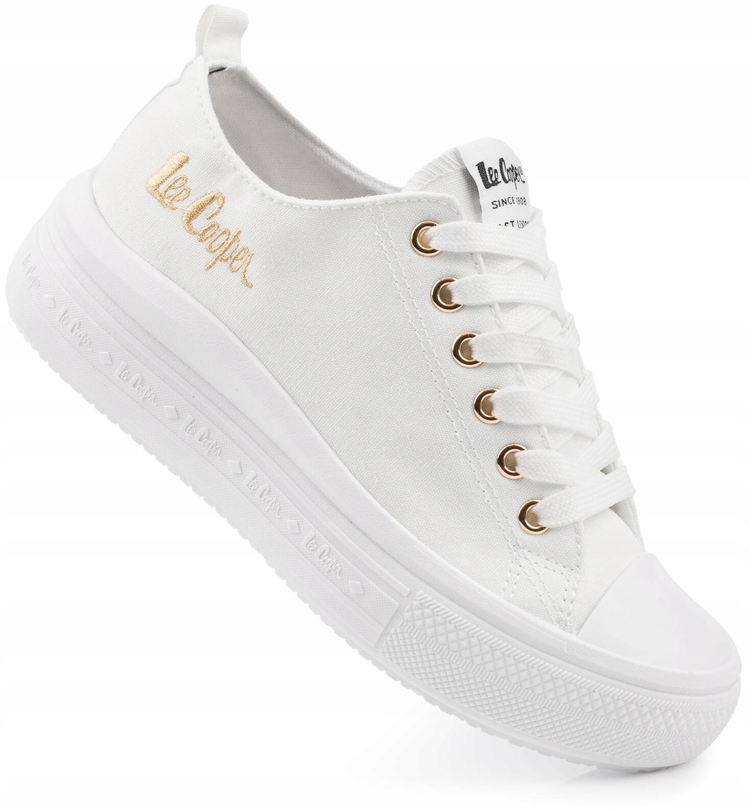 Lee Cooper Trampki Klasyczne Buty Tenisówki Białe Damskie Na Platformie 40