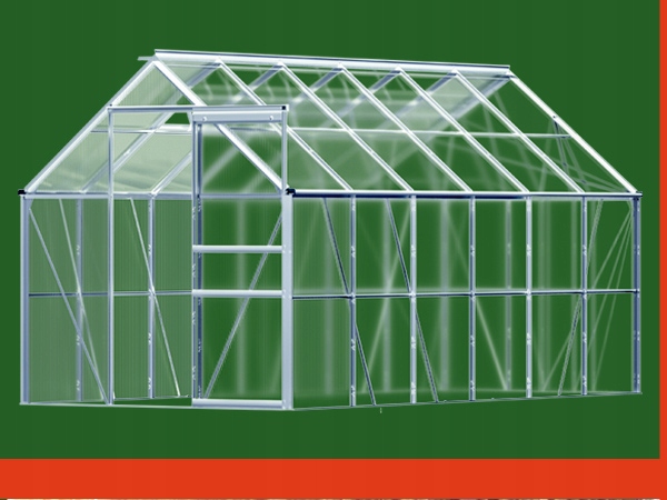 Szklarnia poliweglan Ogrodowa 380x190cm Aluminum Szerokość 3.8 m
