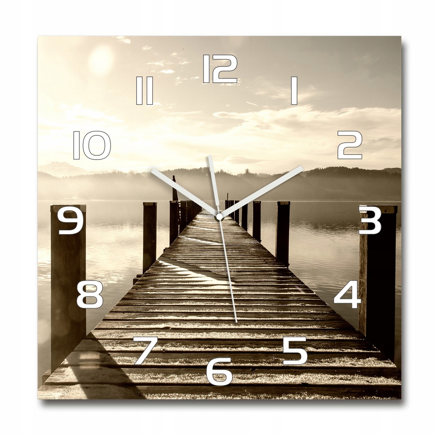 

Zegar ścienny ze szkła, duży Drewniane molo 60x60