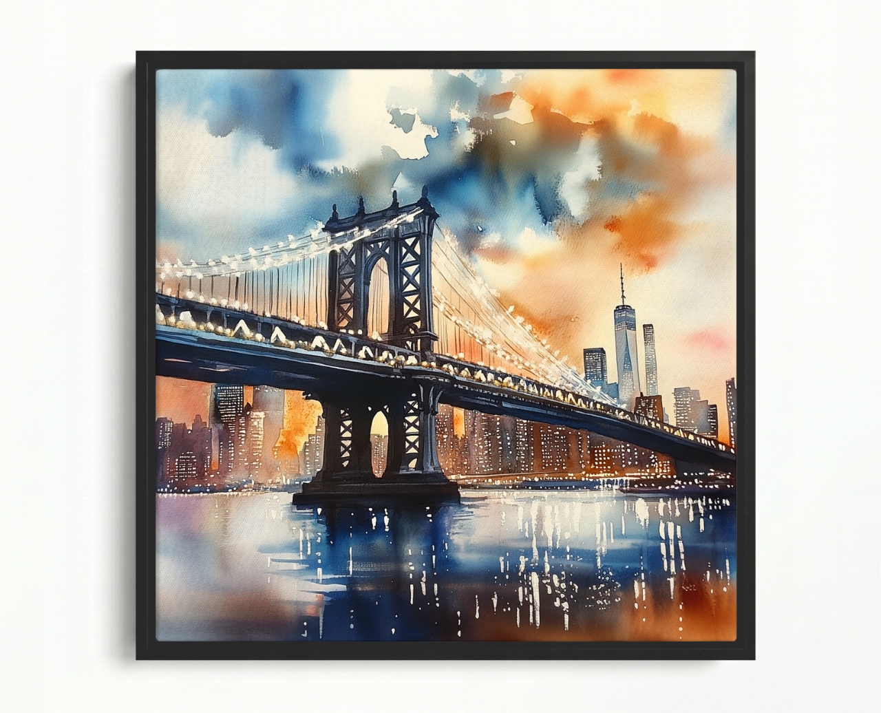 Obraz Rama American Box Město New York Usa Manhattan Most Slunce 80x80