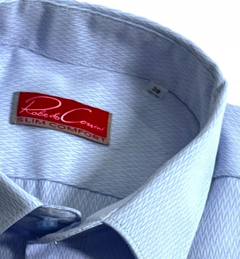 Roberto Cossini pánská slim košile světle modrá VVV Vysoký Vzduch délka rukou 43 188/194