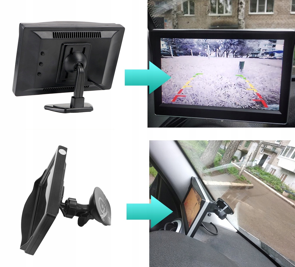 MONITOR LCD 5 CALA do KAMERY COFANIA 2 WEJŚCIA Model 01686