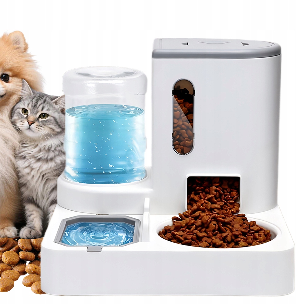 Automatické Krmítko 2 V 1 Fontána S Nádobou Na Krmivo Pro Kočky