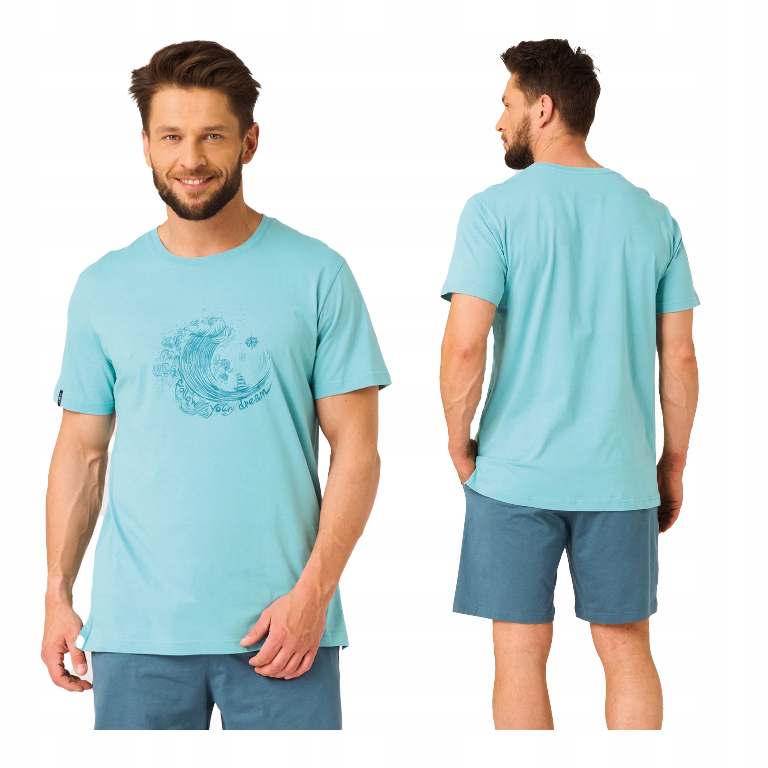 Pánské bavlněné pyžamo M, dvoudílné, krátké kraťasy Key