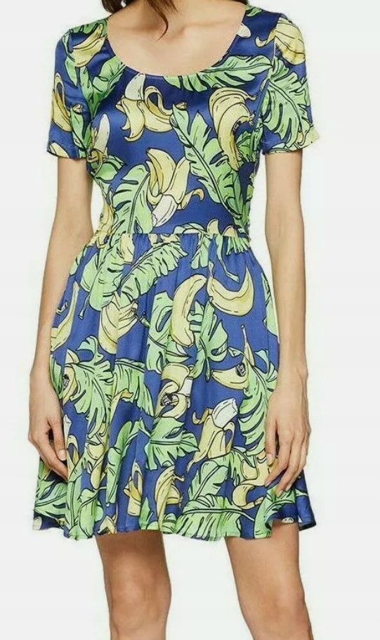 Love Moschino Šaty S Krátkým Rukávem Mini Dámská S Banány 38 Jgp