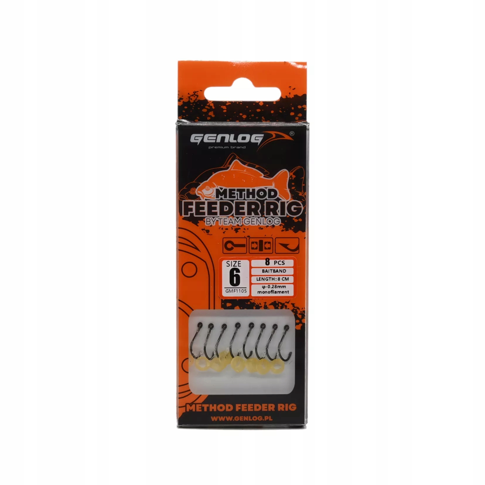 Przypony Method Feeder Rig z Gumką Genlog hak 6 żyłka 0,28mm 8cm