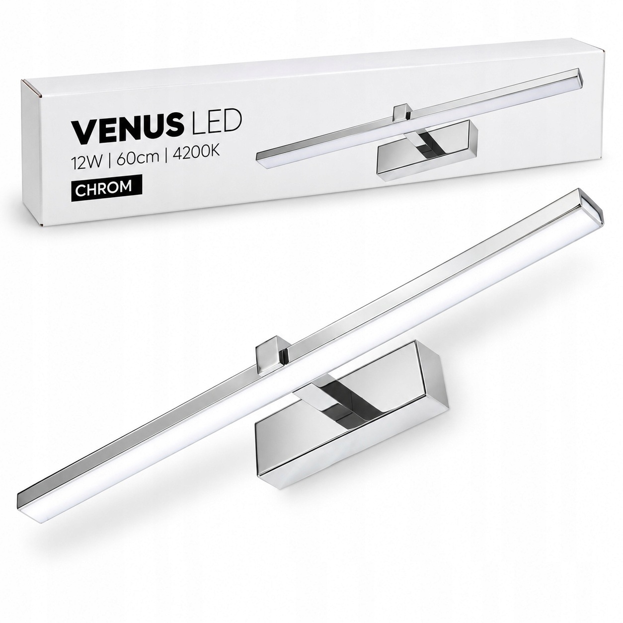 Nástěnné svítidlo Venus Led 12W 60 cm chrom nad zrcadlo 4200K IP44 840lm