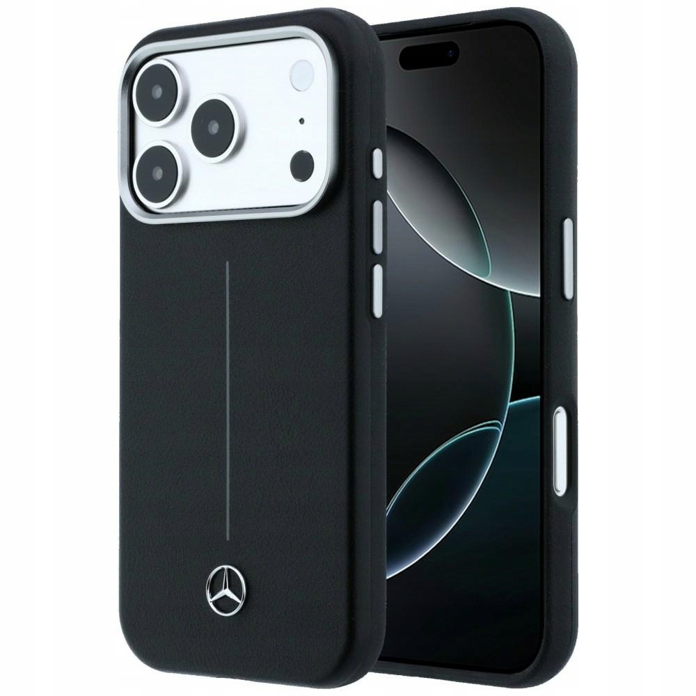Pouzdro Mercedes Leather Semi Wrap Iconic Line MagSafe pro iPhone 17 Pro Max
