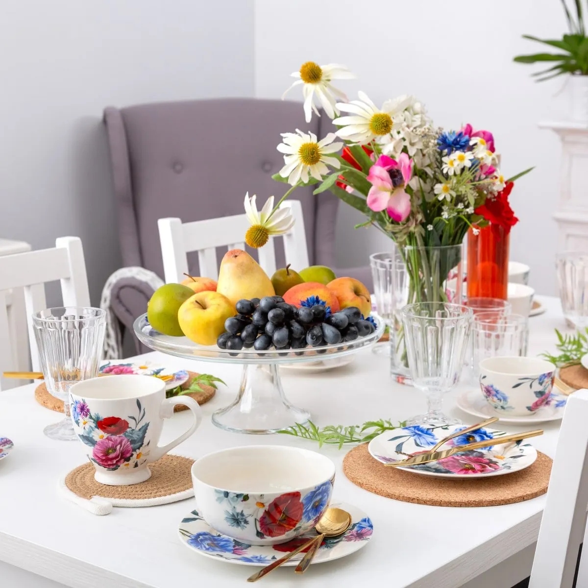 Duża Filiżanka do kawy herbaty porcelana Altom Design Kwiaty Polskie 410 ml Liczba filiżanek 1