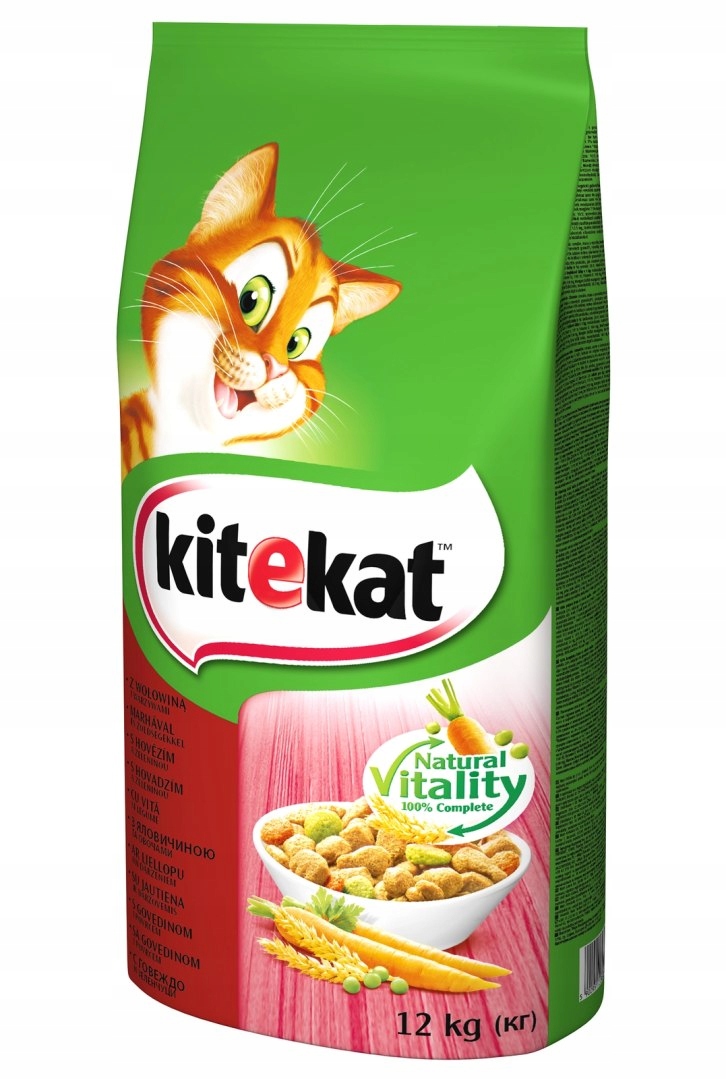 Kitekat Suché Krmivo pro kočky s hovězím masem a zeleninou 12 kg