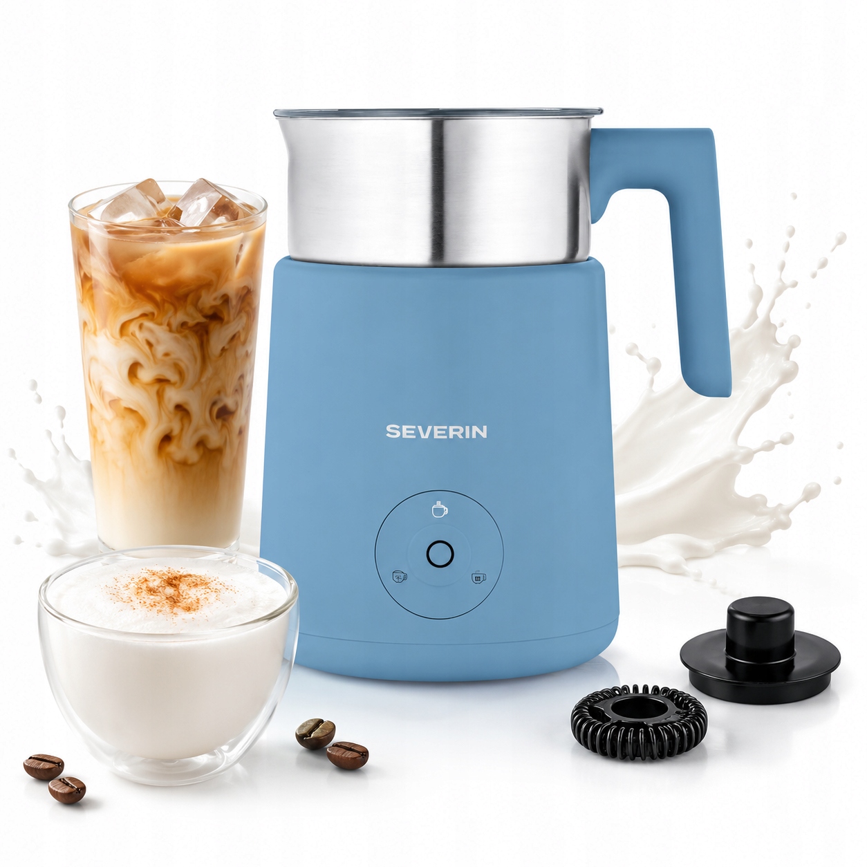 Severin Sm 3596 spieniacz do mleka indukcyjny 400 ml 500W Spuma Lite Blue
