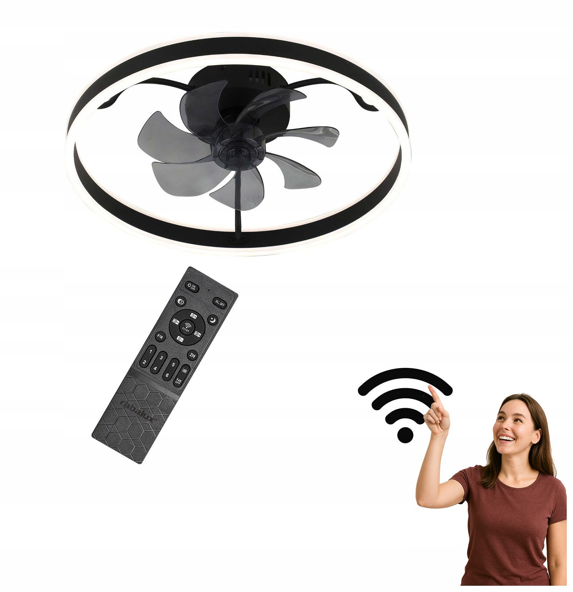 Stropná lampa s ventilátorom 40W WiFi Led ventilátor s diaľkovým ovládaním Fanf