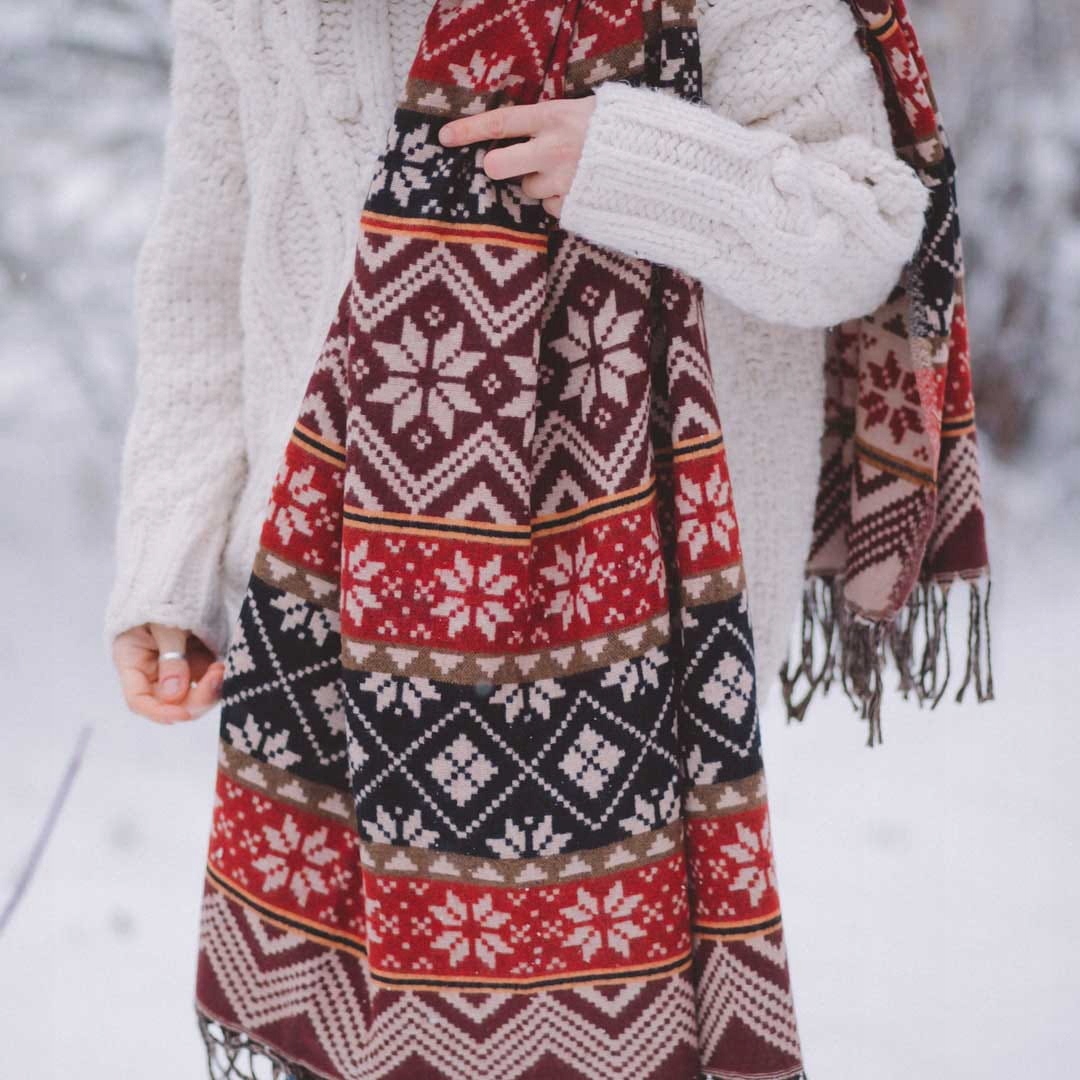 Šála Ethno 46 čokoládová višeň