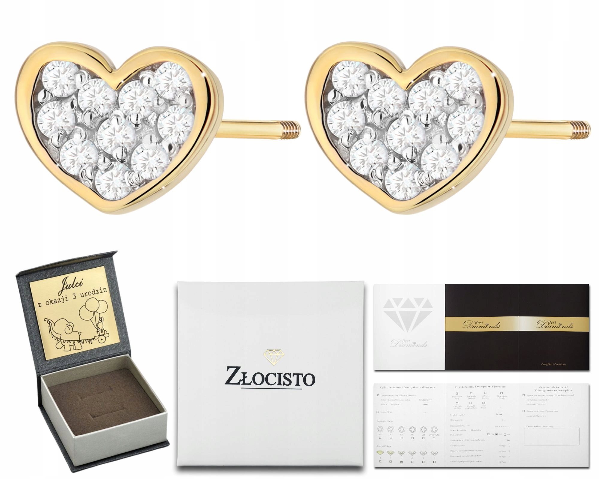 Gravírování Náušnice 585 S Diamanty Dárek Dárkovým Šroubovacím Pěncem