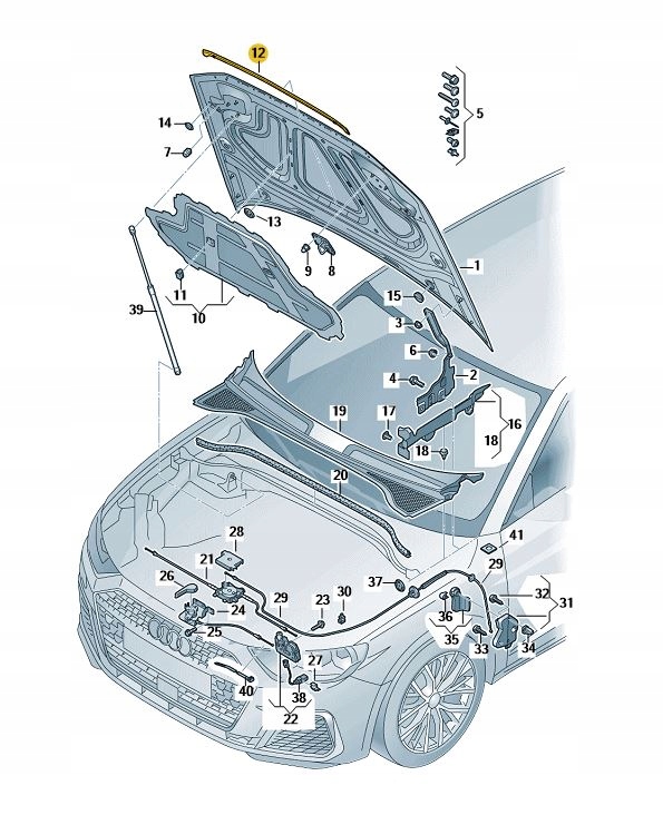 USZCZELKA ZABEZPIECZENIE MASKI PRZÓD ŚRODKOWA AUDI Q3 ORYGINAŁ ASO Producent części Audi OE
